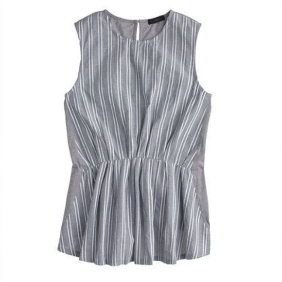 J.CREW Blue+Gray Striped Cinched Tank Top [D5] - Picture 2 of 8